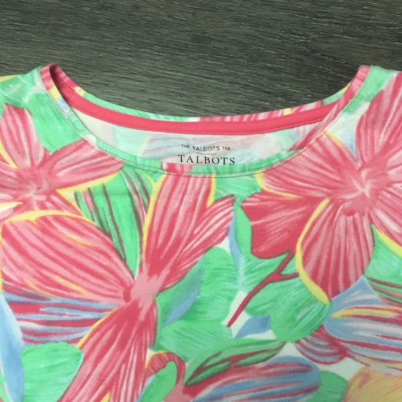 Talbots Tee Pink Green Floral T-Shirt Short Sleeve Petite Knit Womens Size 3XP - Picture 5 of 9